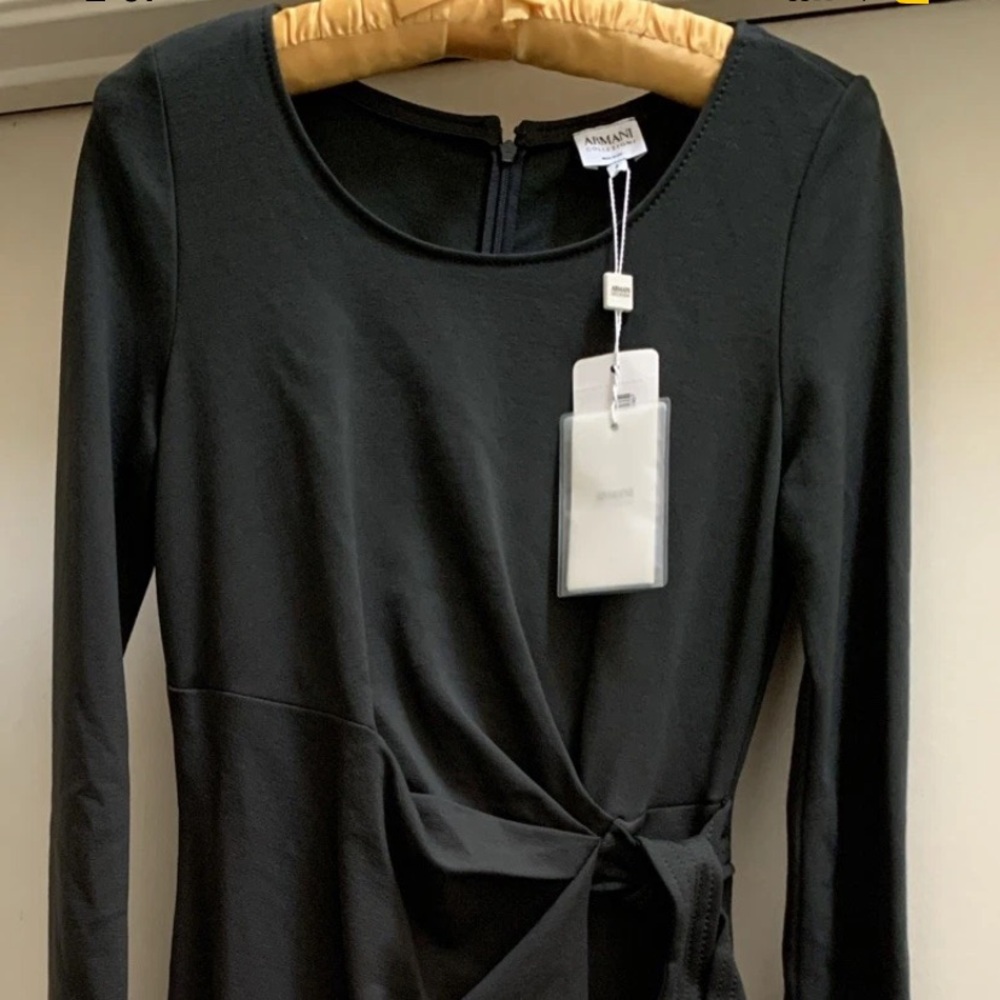 Armani Collezioni Italy Olive Green Dress Size 4 Small New NWT Long Sleeve RARE